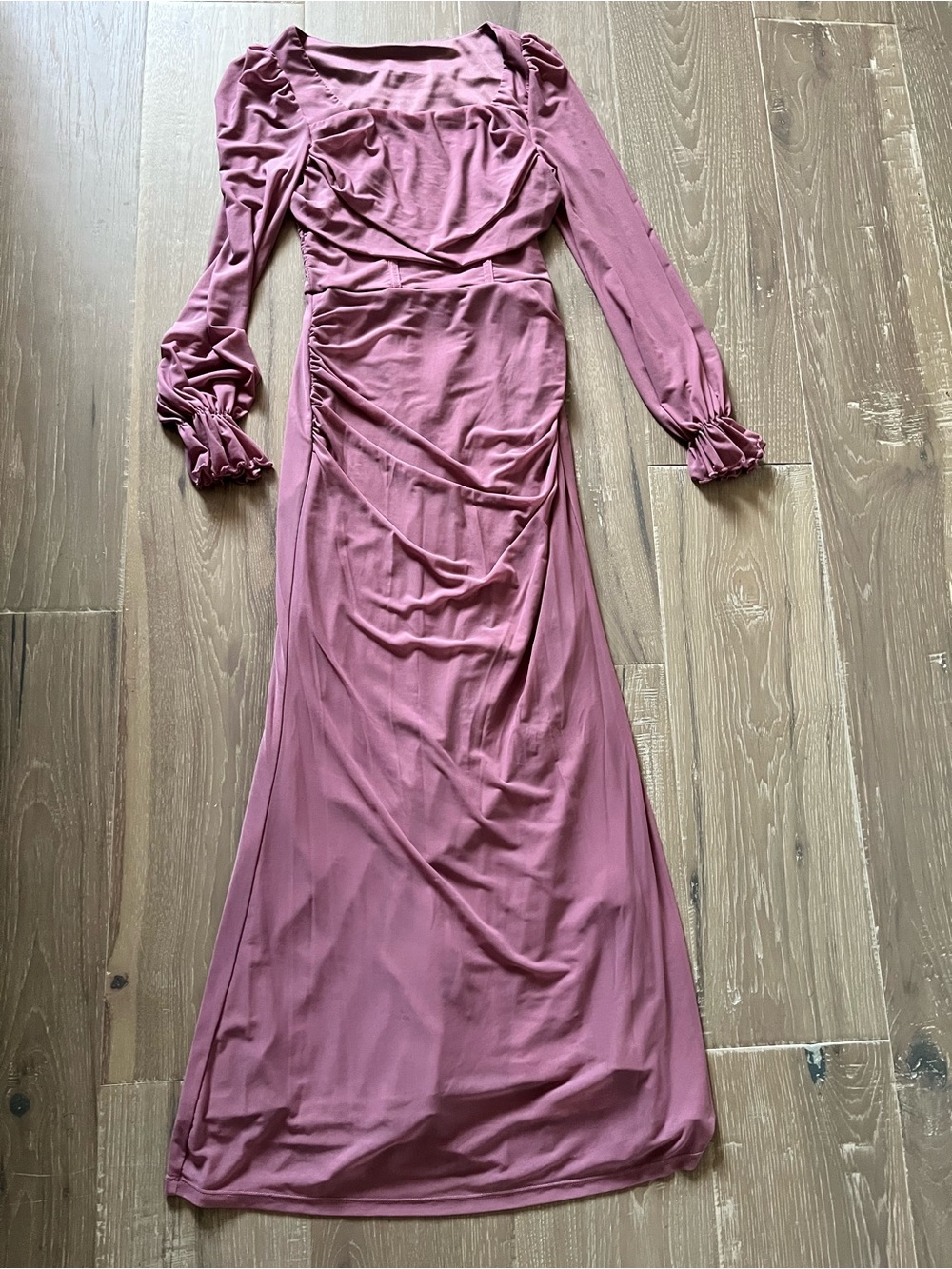 Shein Small Long Sleeve Mauve Ruched Maxi Dress